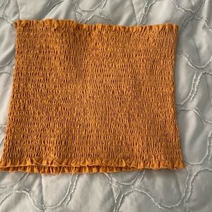 Mustard yellow scrunch tube top ruffles small